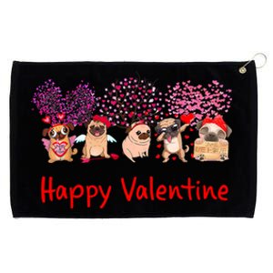 Happy Valentine Pug Dog Pug Dog Heart Tree Lover Pug Grommeted Golf Towel