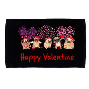 Happy Valentine Pug Dog Pug Dog Heart Tree Lover Pug Microfiber Hand Towel