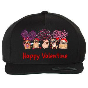 Happy Valentine Pug Dog Pug Dog Heart Tree Lover Pug Wool Snapback Cap