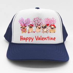 Happy Valentine Pug Dog Pug Dog Heart Tree Lover Pug Trucker Hat