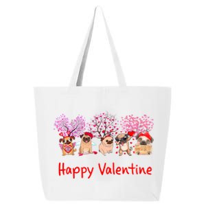 Happy Valentine Pug Dog Pug Dog Heart Tree Lover Pug 25L Jumbo Tote