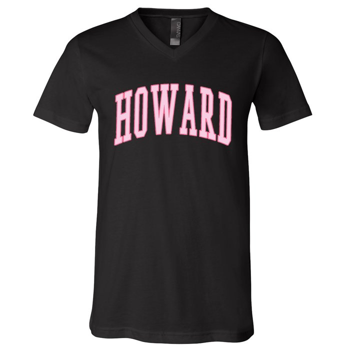 Howard Vintage Preppy Varsity Sports V-Neck T-Shirt