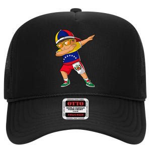 Half Venezuelan Peruvian Venezuela Peru Flag High Crown Mesh Back Trucker Hat