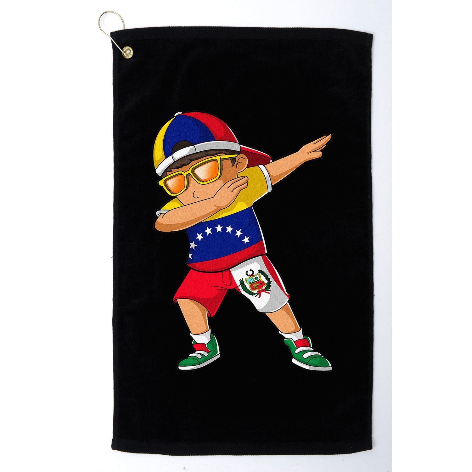 Half Venezuelan Peruvian Venezuela Peru Flag Golf Towel