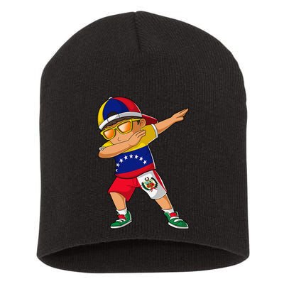 Half Venezuelan Peruvian Venezuela Peru Flag Short Acrylic Beanie