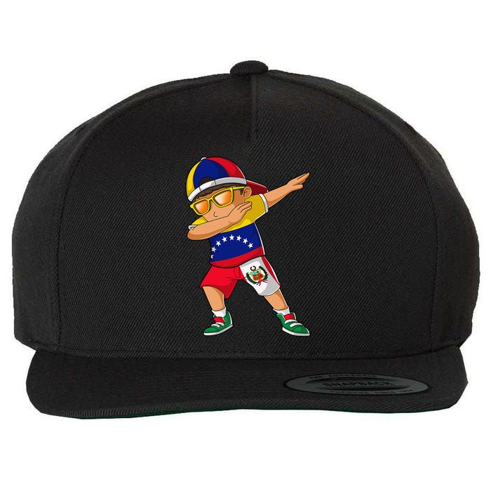 Half Venezuelan Peruvian Venezuela Peru Flag Wool Snapback Cap