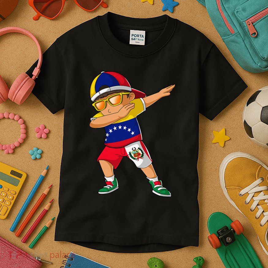 Half Venezuelan Peruvian Venezuela Peru Flag Kids T-Shirt