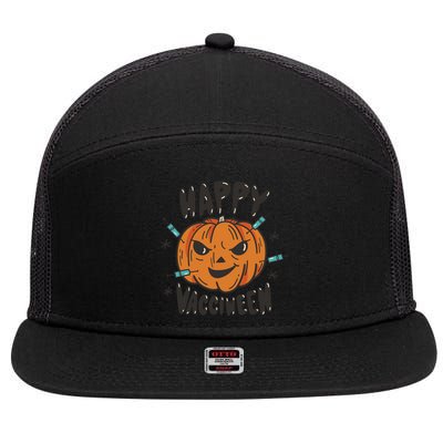 Happy Vacciween Pumpkin 7 Panel Mesh Trucker Snapback Hat