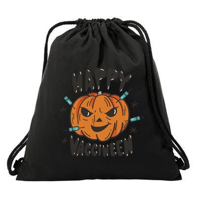 Happy Vacciween Pumpkin Drawstring Bag