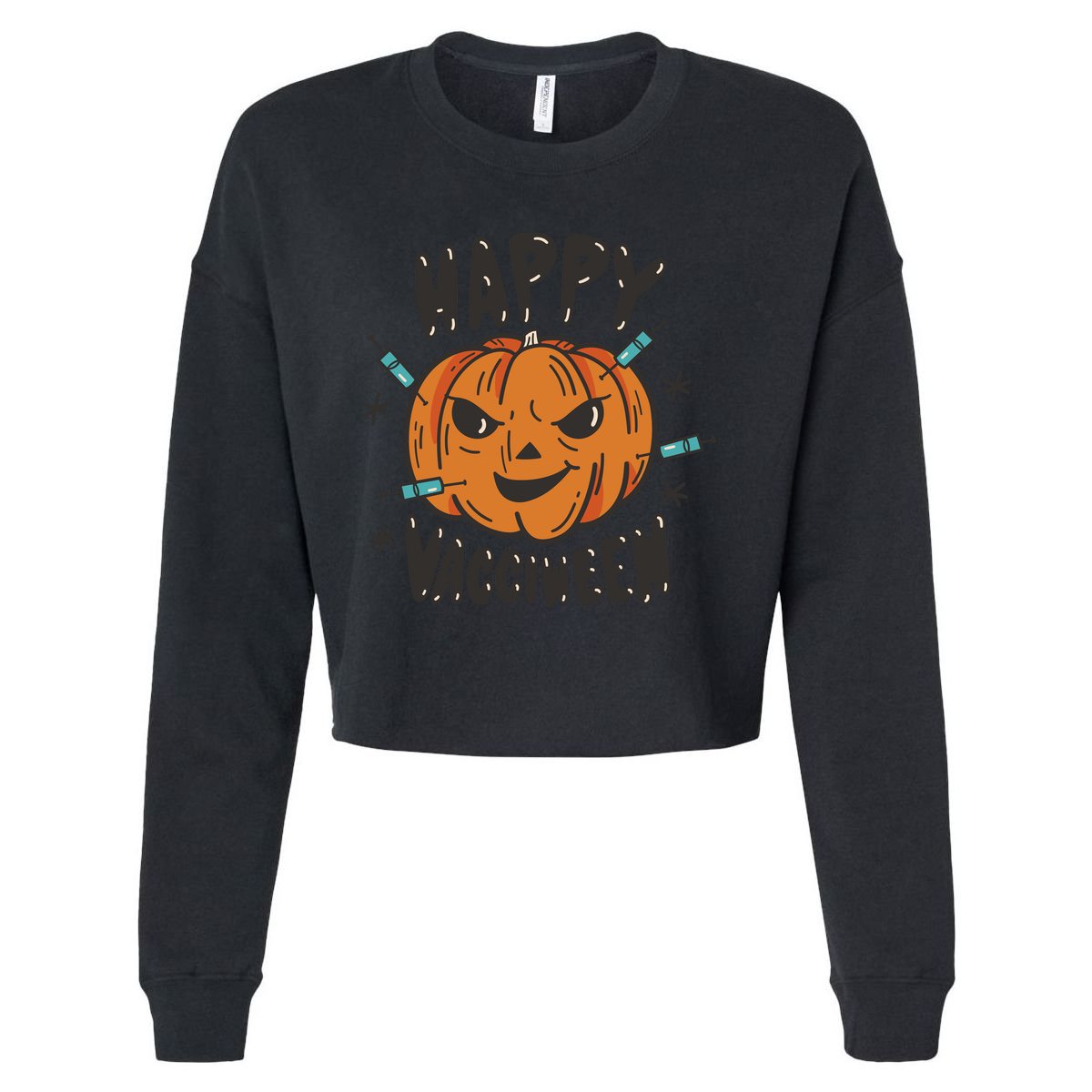 Happy Vacciween Pumpkin Cropped Pullover Crew