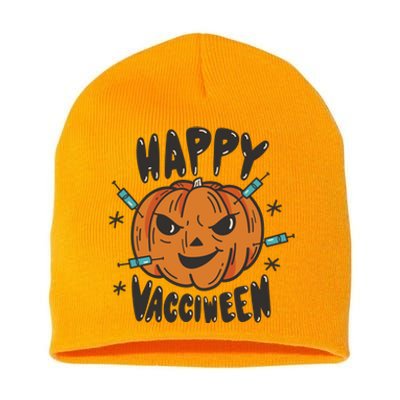 Happy Vacciween Pumpkin Short Acrylic Beanie