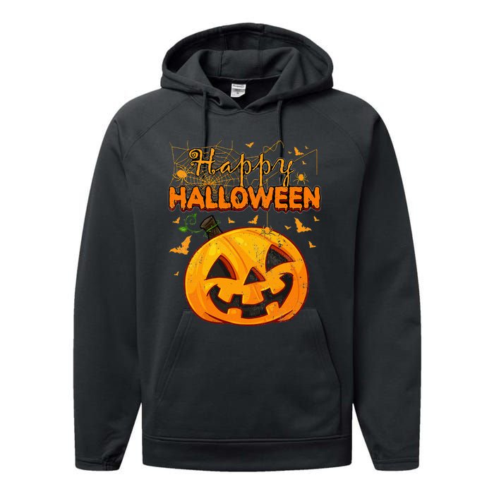 Hilarious Vintage Pumpkin Festive Halloween Performance Fleece Hoodie