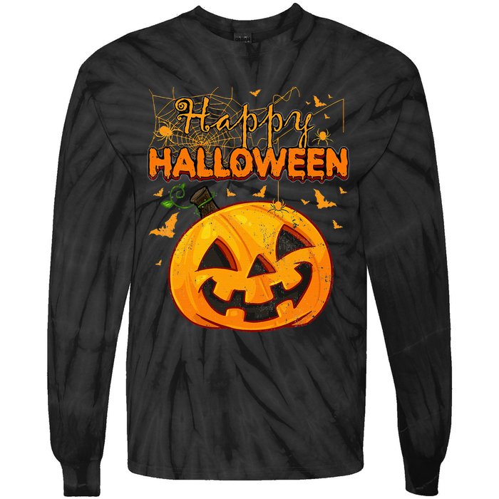 Hilarious Vintage Pumpkin Festive Halloween Tie-Dye Long Sleeve Shirt