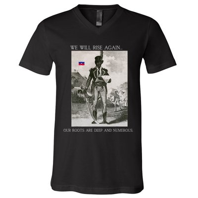 HaitiS Vintage Quote We Will Rise Again V-Neck T-Shirt