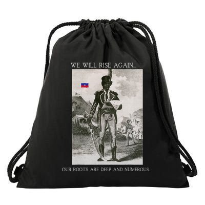 HaitiS Vintage Quote We Will Rise Again Drawstring Bag