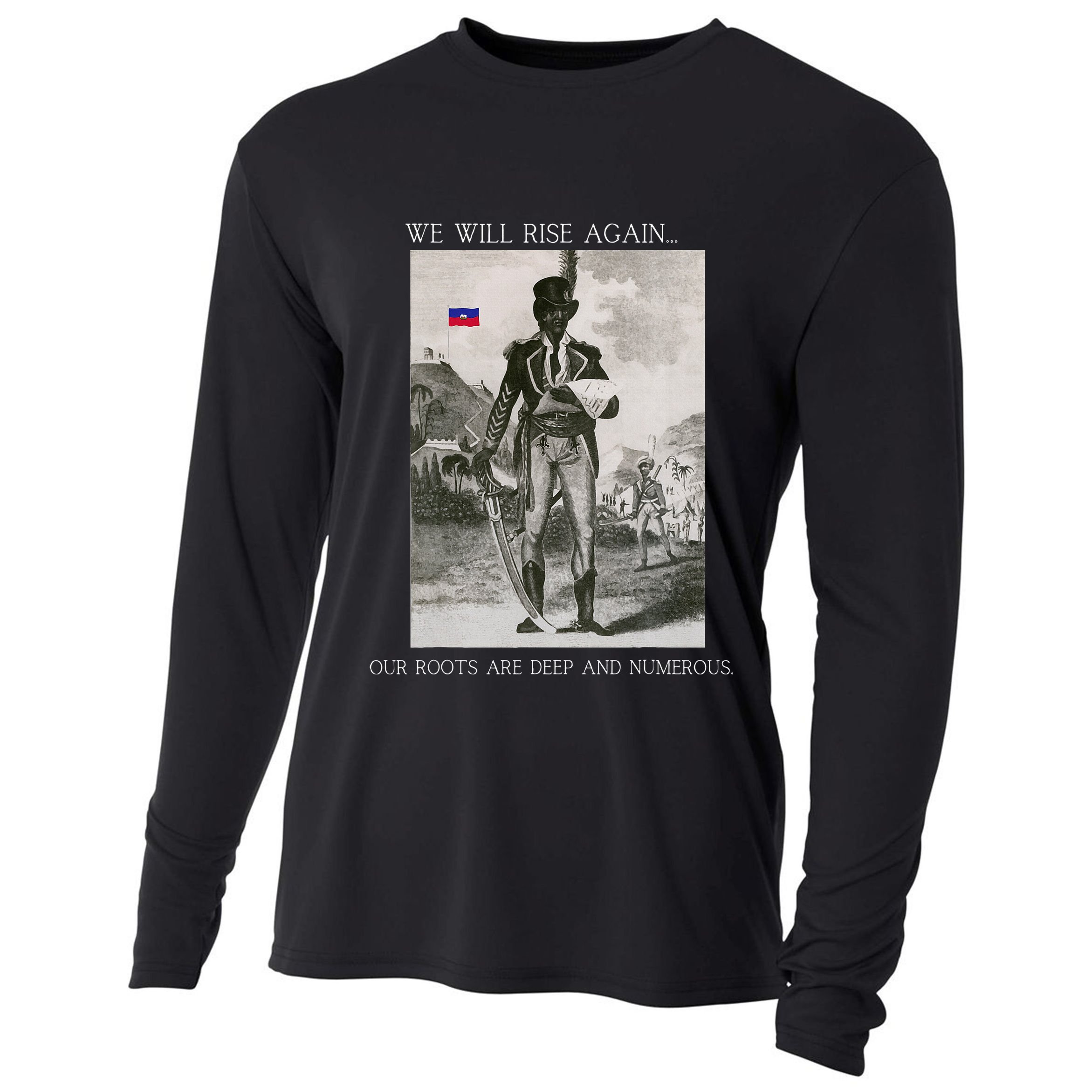HaitiS Vintage Quote We Will Rise Again Cooling Performance Long Sleeve Crew