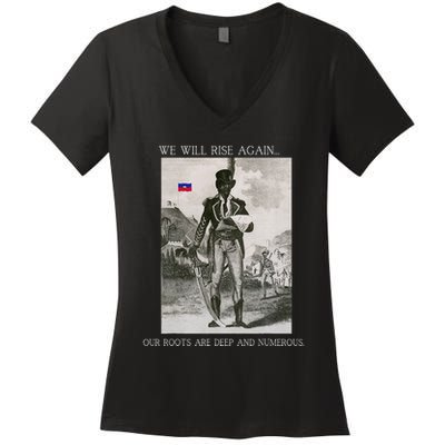 HaitiS Vintage Quote We Will Rise Again Women's V-Neck T-Shirt