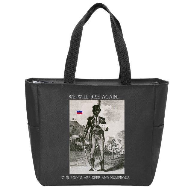 HaitiS Vintage Quote We Will Rise Again Zip Tote Bag