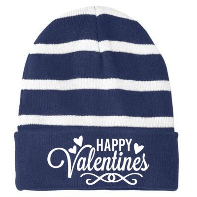 Happy Valentines Romantic Gift Striped Beanie with Solid Band