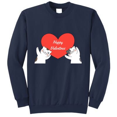 Happy ValentineS Red Heart And Cats Sweatshirt