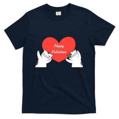 Happy ValentineS Red Heart And Cats T-Shirt