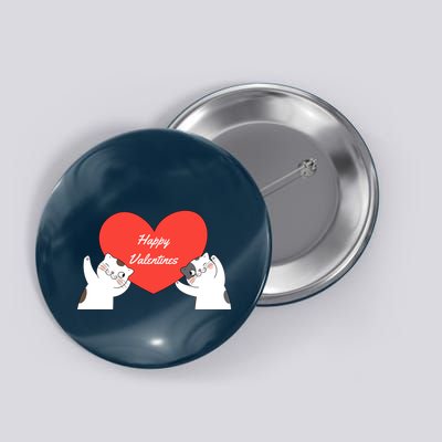 Happy ValentineS Red Heart And Cats Button