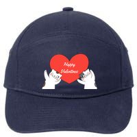 Happy ValentineS Red Heart And Cats 7-Panel Snapback Hat