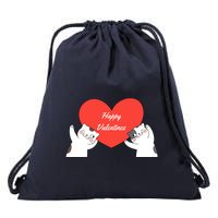 Happy ValentineS Red Heart And Cats Drawstring Bag