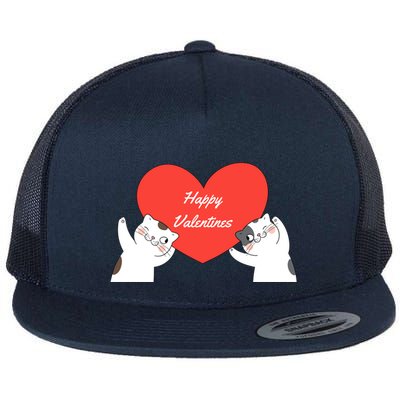 Happy ValentineS Red Heart And Cats Flatbill Hat