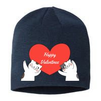 Happy ValentineS Red Heart And Cats Sustainable Beanie