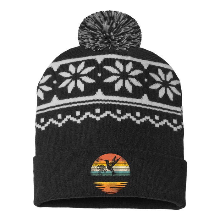 Hummingbird Vintage Sunset Hummingbirds USA-Made Snowflake Beanie