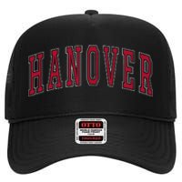 Hanover Virginia Souvenir College Style Red Text High Crown Mesh Back Trucker Hat