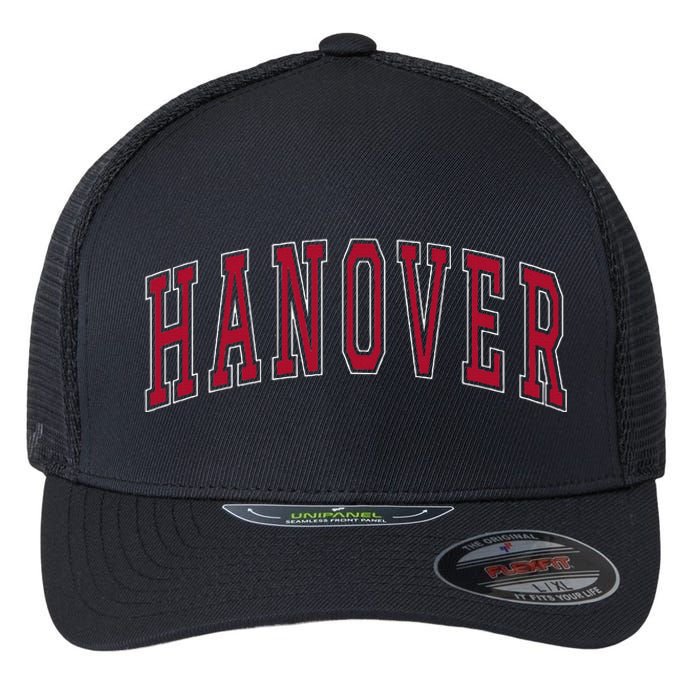 Hanover Virginia Souvenir College Style Red Text Flexfit Unipanel Trucker Cap