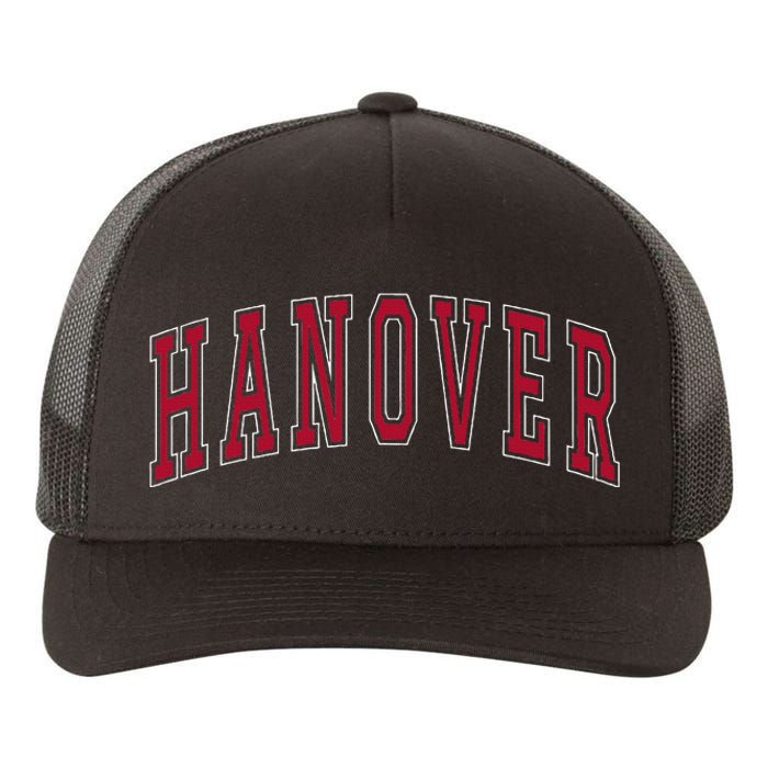 Hanover Virginia Souvenir College Style Red Text Yupoong Adult 5-Panel Trucker Hat