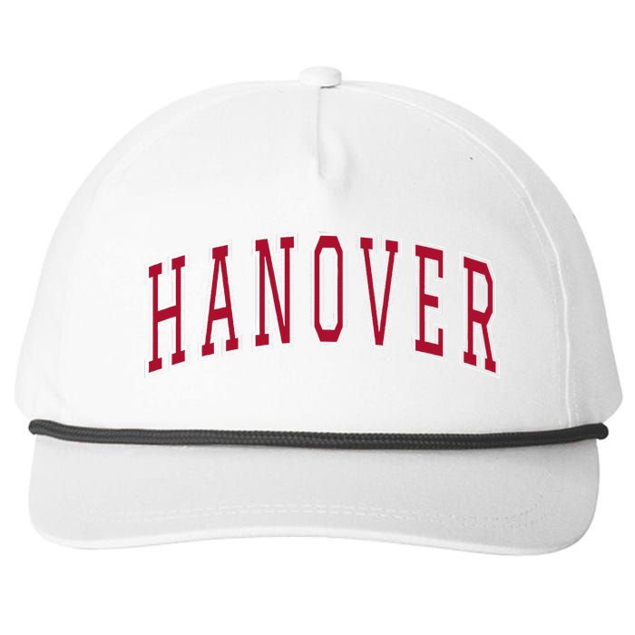 Hanover Virginia Souvenir College Style Red Text Snapback Five-Panel Rope Hat