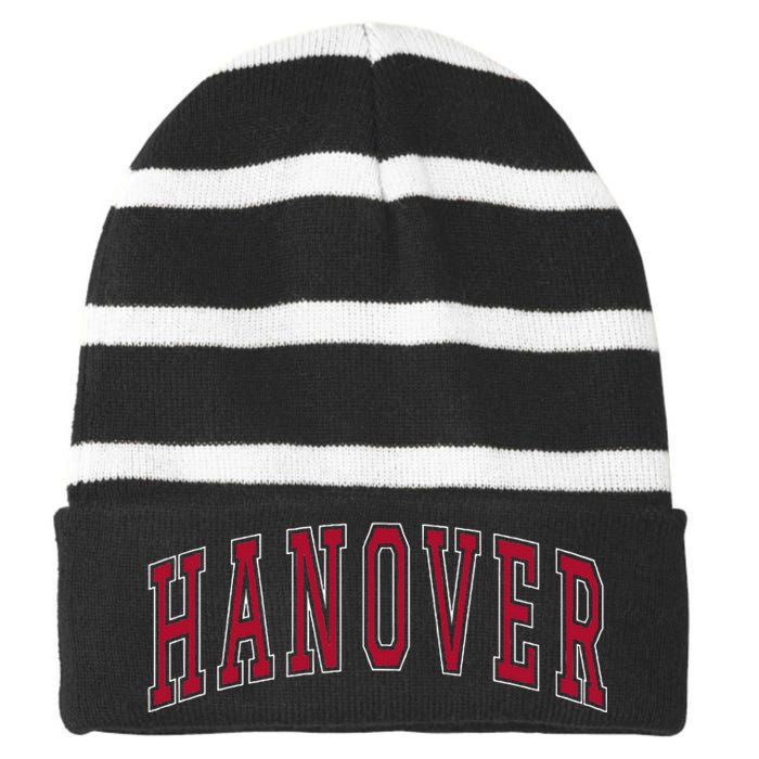 Hanover Virginia Souvenir College Style Red Text Striped Beanie with Solid Band