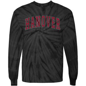 Hanover Virginia Souvenir College Style Red Text Tie-Dye Long Sleeve Shirt