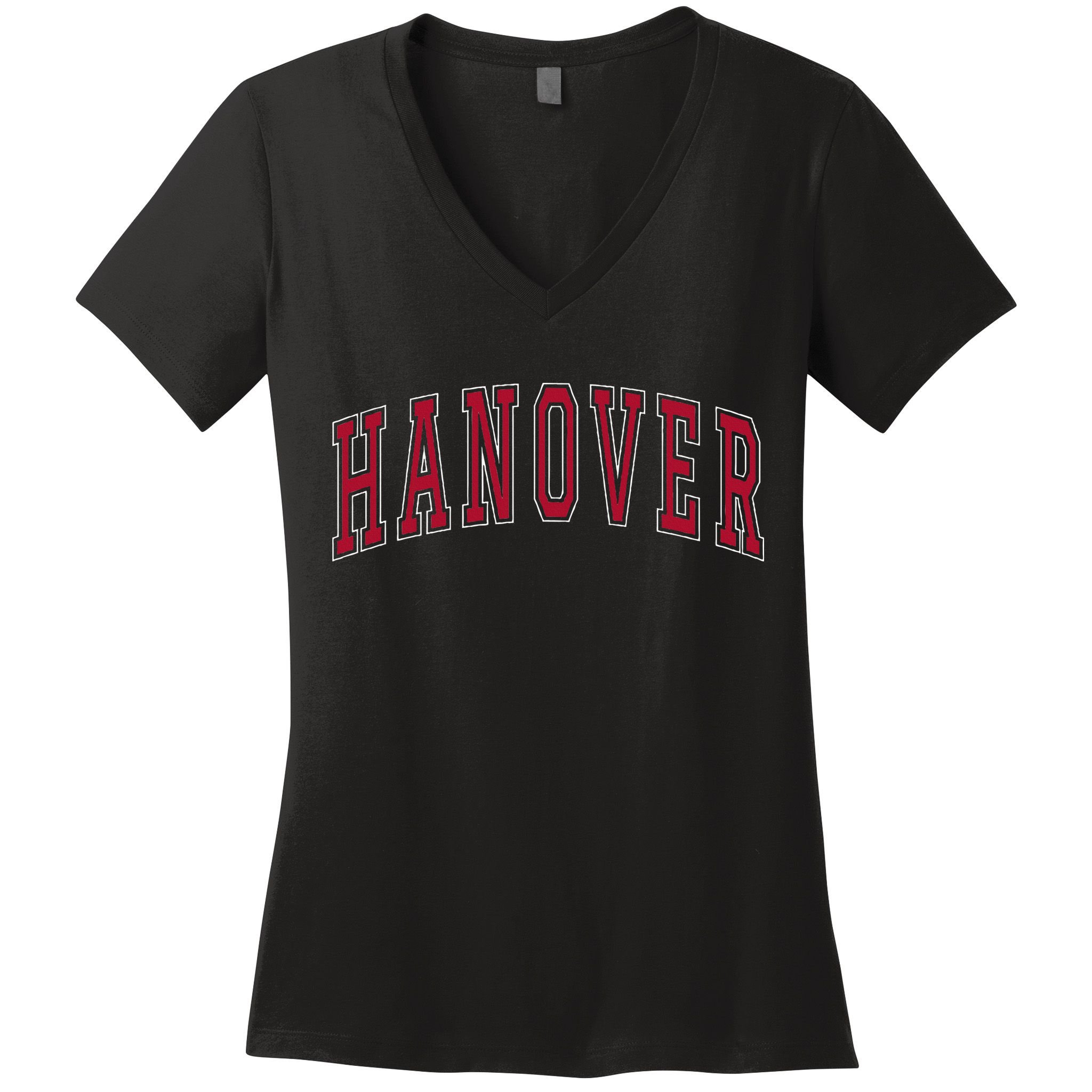 Hanover Virginia Souvenir College Style Red Text Women's V-Neck T-Shirt