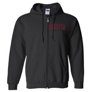 Hanover Virginia Souvenir College Style Red Text Full Zip Hoodie