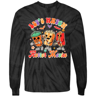 Halloween Vibes Spooky Vibes Funny Lets Watch Horror Movies Tie-Dye Long Sleeve Shirt