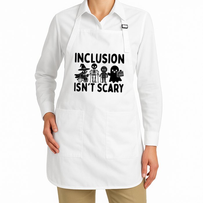 Halloween Vibes Slp Squad Sped Teacher Inclusion IsnT Scary Full-Length Apron With Pockets
