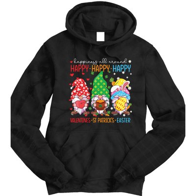 Happy Valentines St Patrick Easter Happy Holiday Gnome Funny Tie Dye Hoodie