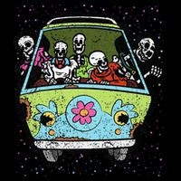 Hippie Van Skeleton Halloween Costume Retro Bones Drawstring Bag