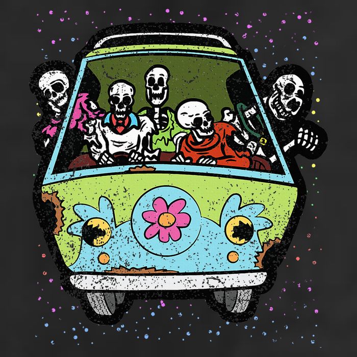 Hippie Van Skeleton Halloween Costume Retro Bones 25L Jumbo Tote