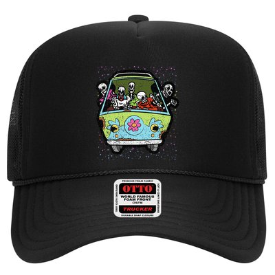Hippie Van Skeleton Halloween Costume Retro Bones Trucker Hat