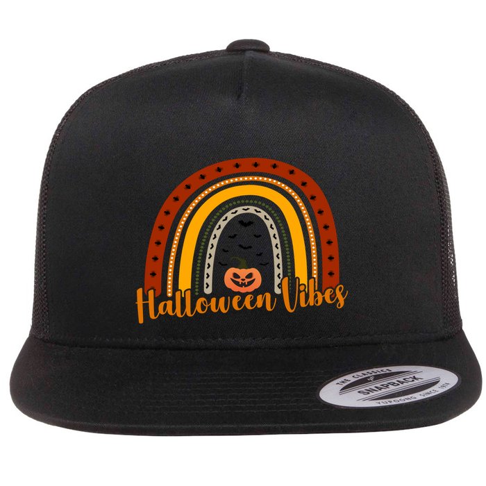 Halloween Vibes Spooky Rainbow Flat Bill Trucker Hat