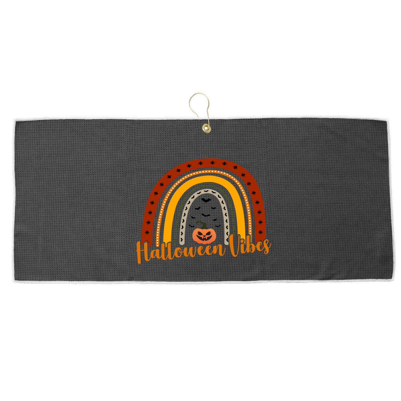 Halloween Vibes Spooky Rainbow Large Microfiber Waffle Golf Towel