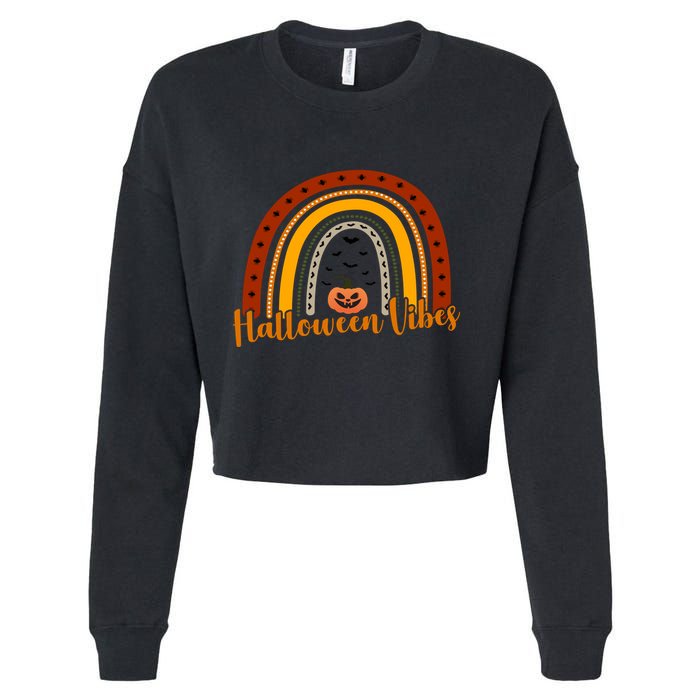 Halloween Vibes Spooky Rainbow Cropped Pullover Crew