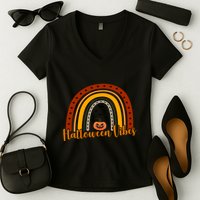 Halloween Vibes Spooky Rainbow Women's V-Neck T-Shirt