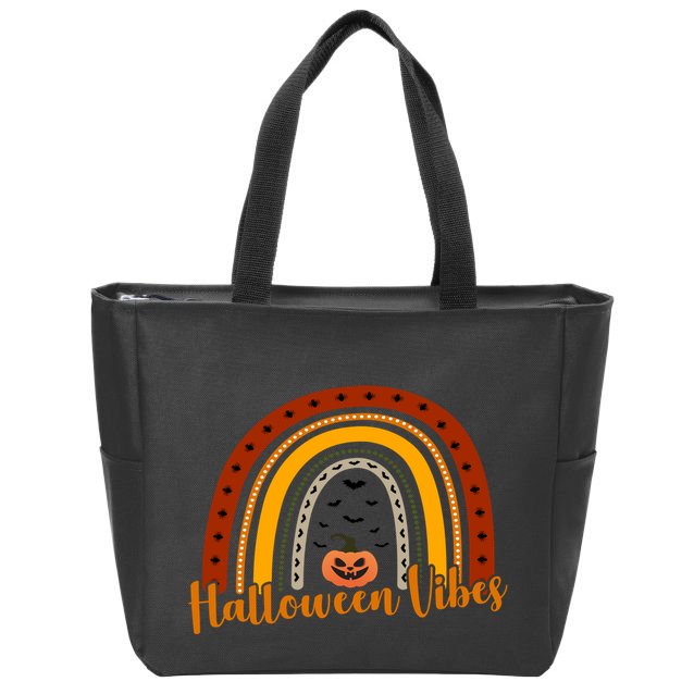Halloween Vibes Spooky Rainbow Zip Tote Bag